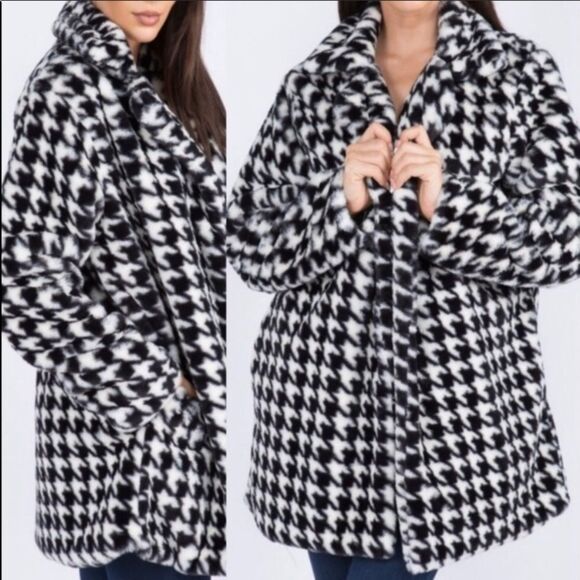 Ellie & Kate Black/White Houndstooth Jacket Sz M NWT - Picture 1 of 9